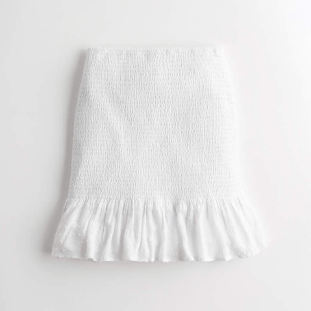 high rise, white mini skirt
